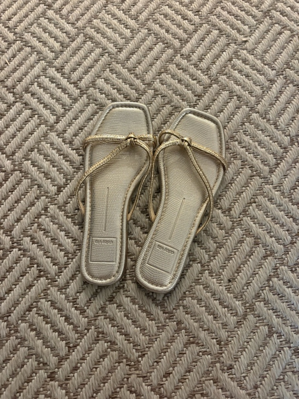 Dolce Vita Metallic Gold Knotted Strap Square-Toe Sandals